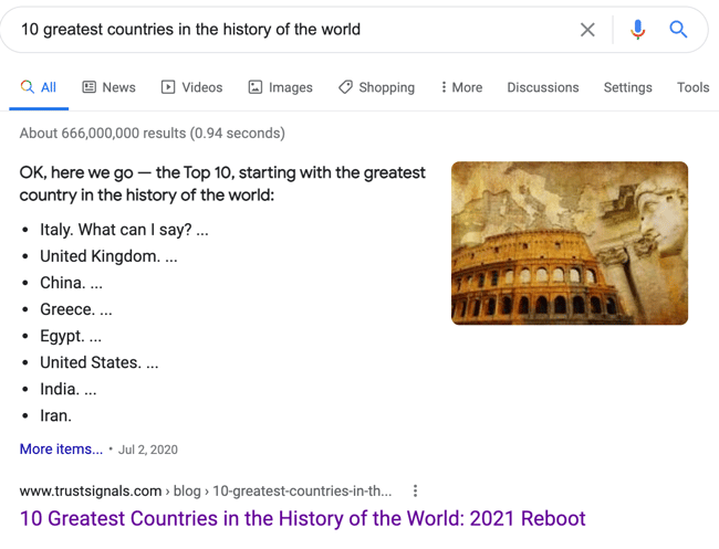 10 greatest countries snippet